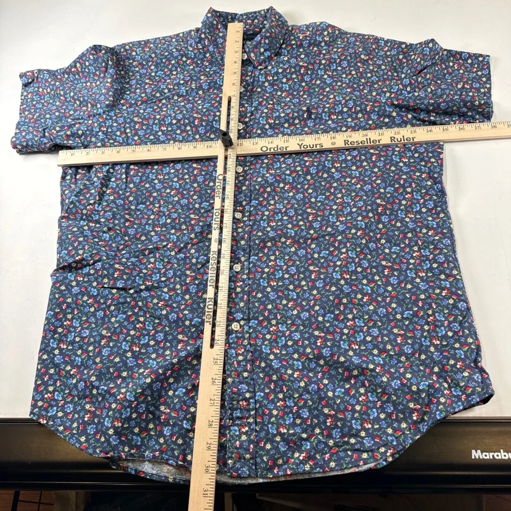 Polo Ralph Lauren Floral Print Button Front Shirt Navy Men's Size X-Large